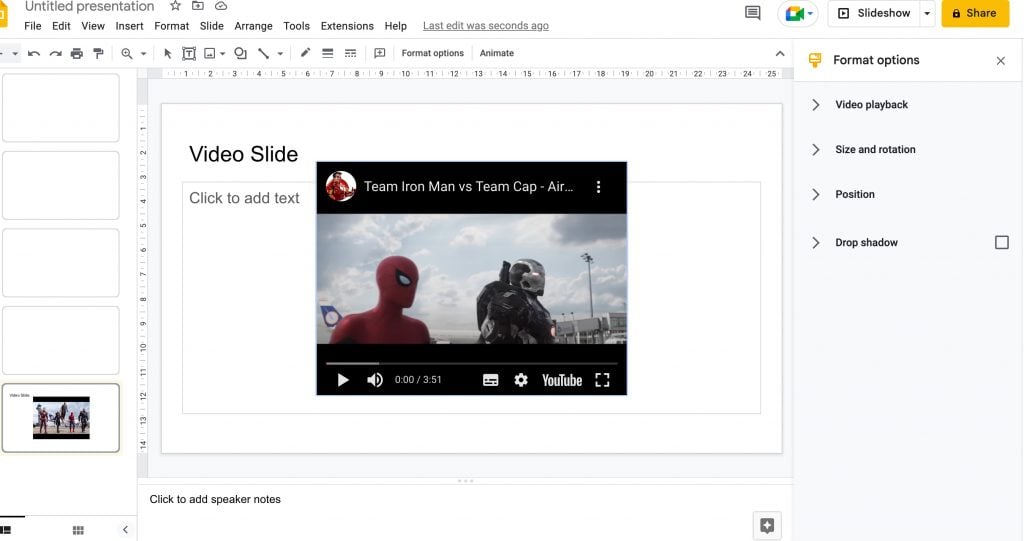 embedded youtube video into google slides