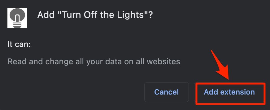 add turn off the lights to chrome