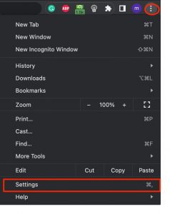 chrome settings option
