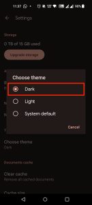 google drive dark mode android