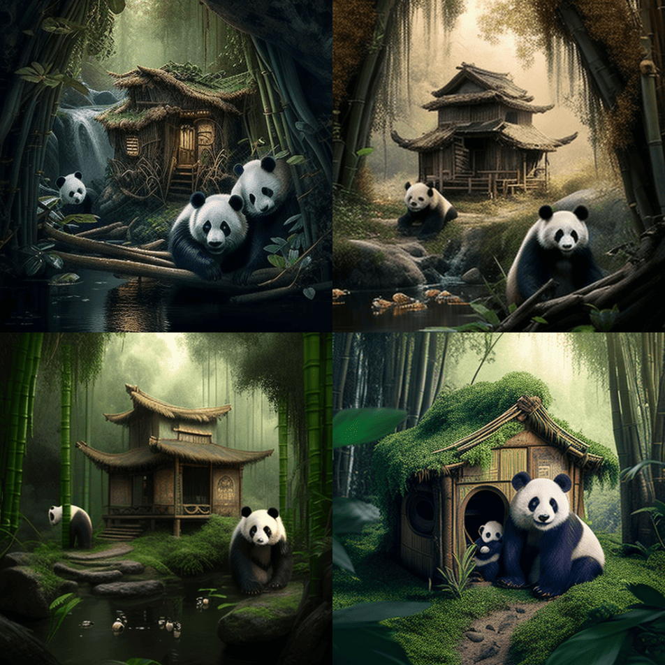 pandas in forest ai image