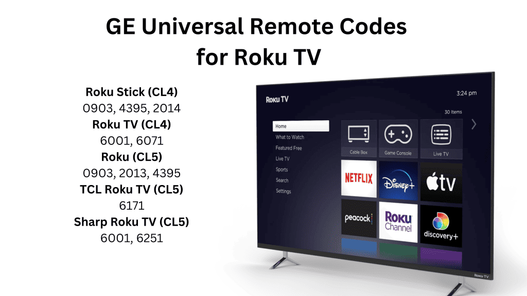 GE Universal Remote Codes for roku TV