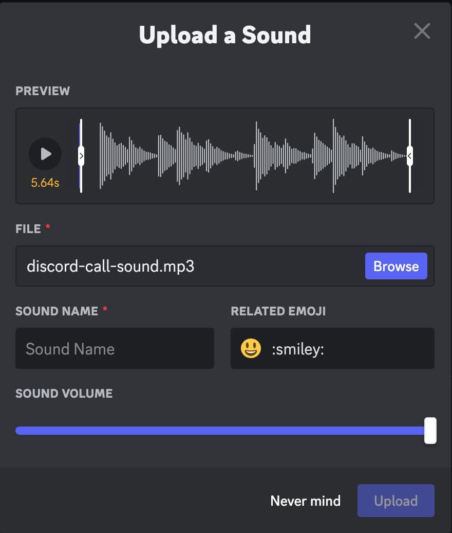 upload sound to soundboard