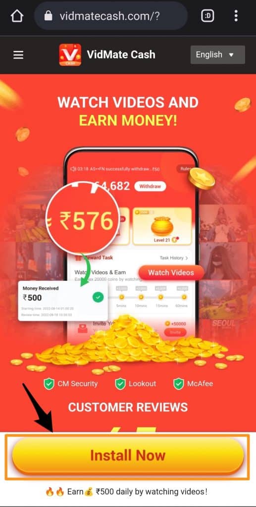install vidmate cash app