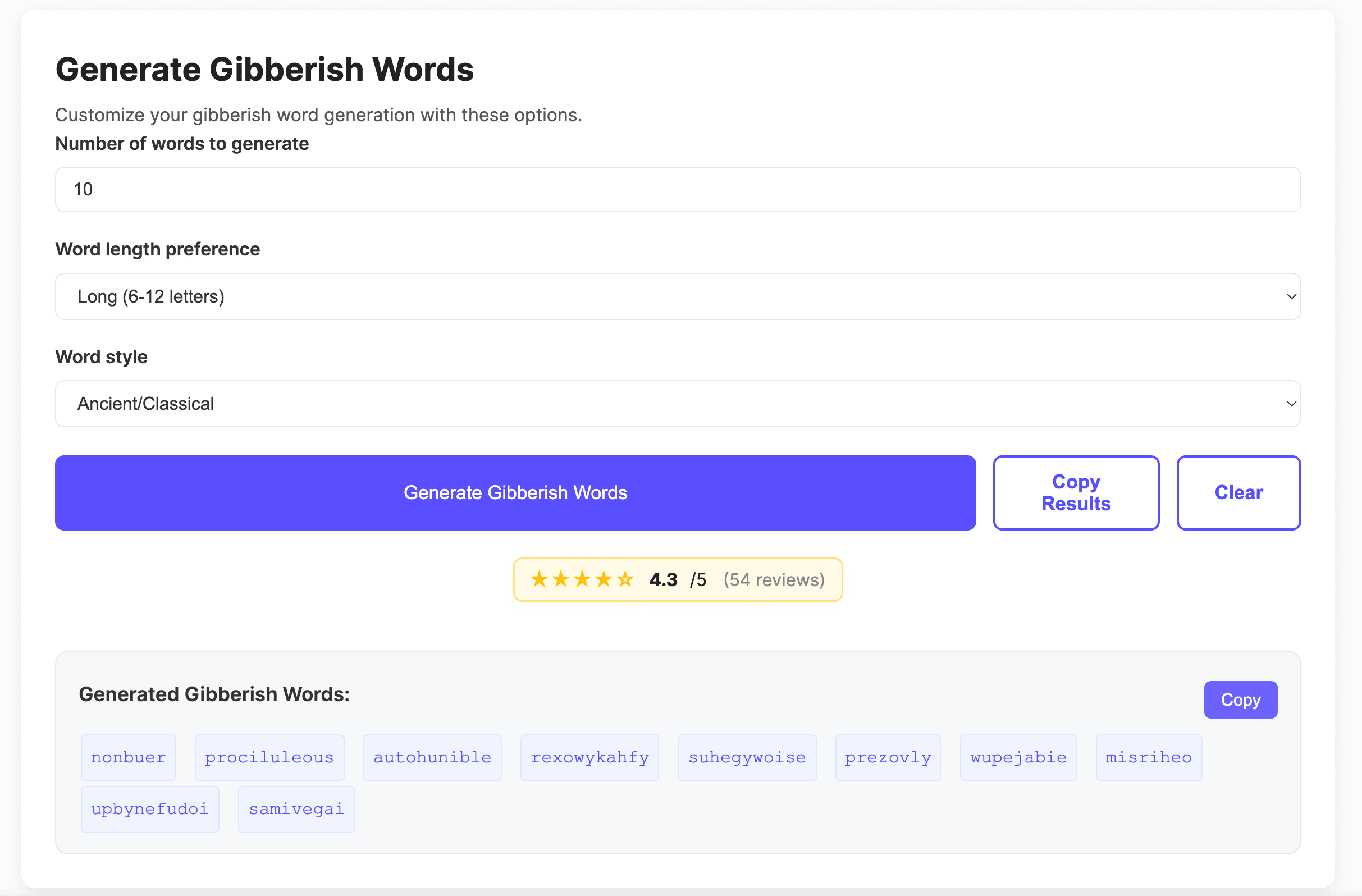 generate gibberish words